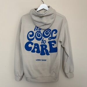 Lonely Ghost Cream It’s Cool to Care Hoodie size small